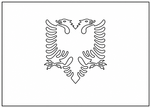 Albania flag coloring page outline