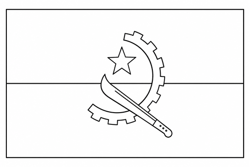 Angola flag coloring page outline