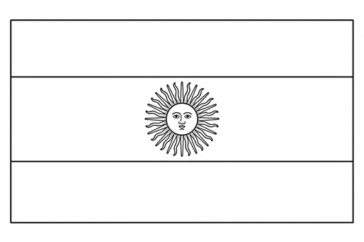 Argentina flag coloring page outline