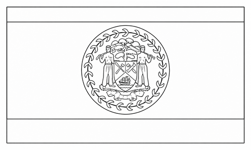 Belize flag coloring page outline
