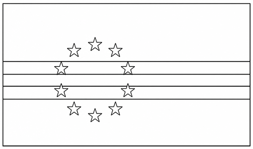 Cape Verde flag coloring page outline