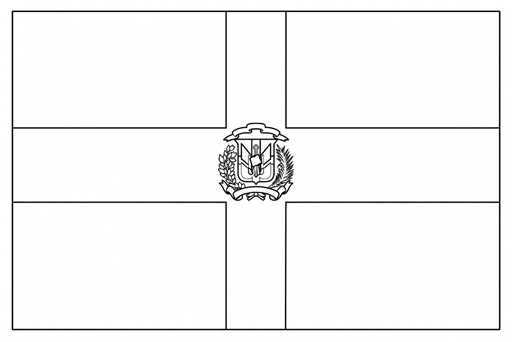 Dominican Republic flag coloring page outline