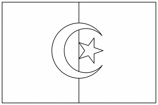 Algeria flag coloring page outline