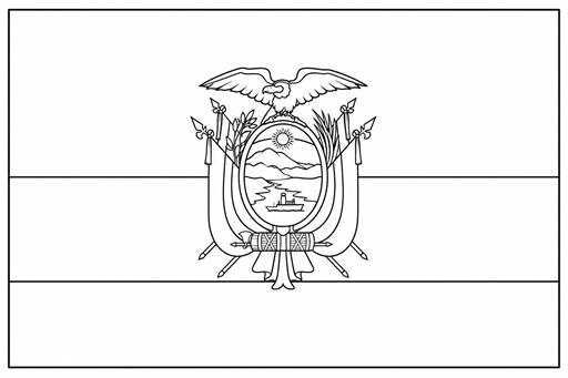 Ecuador flag coloring page outline