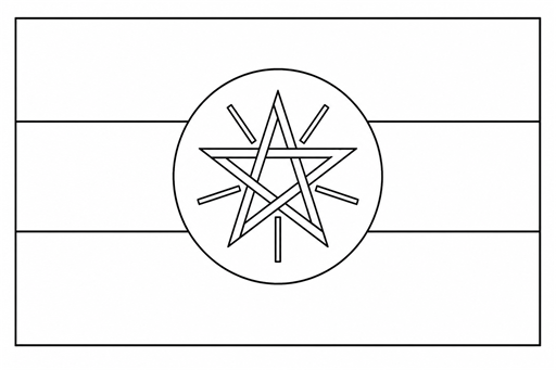 Ethiopia flag coloring page outline