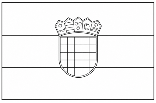 Croatia flag coloring page outline
