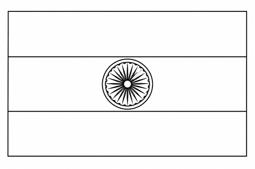 India flag coloring page outline