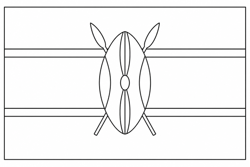 Kenya flag coloring page outline