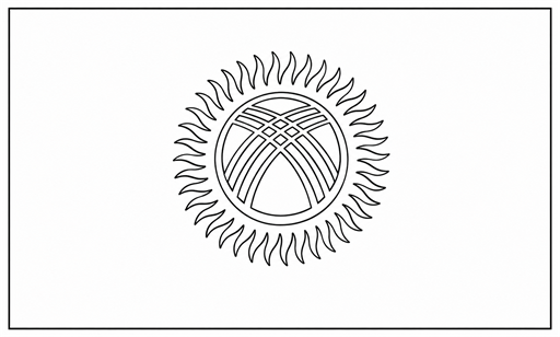 Kyrgyzstan flag coloring page outline