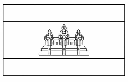 Cambodia flag coloring page outline