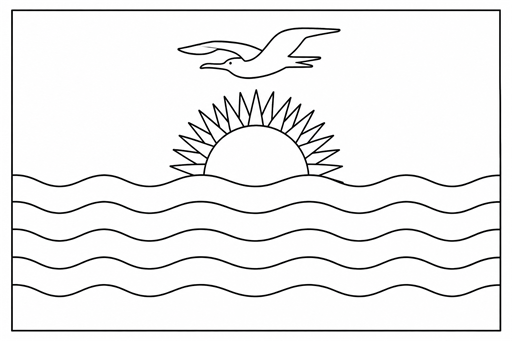 Kiribati flag coloring page outline