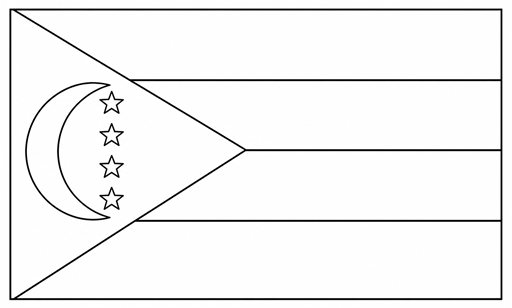 Comoros flag coloring page outline