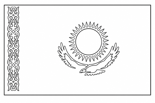 Kazakhstan flag coloring page outline