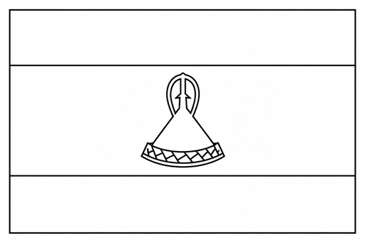 Lesotho flag coloring page outline