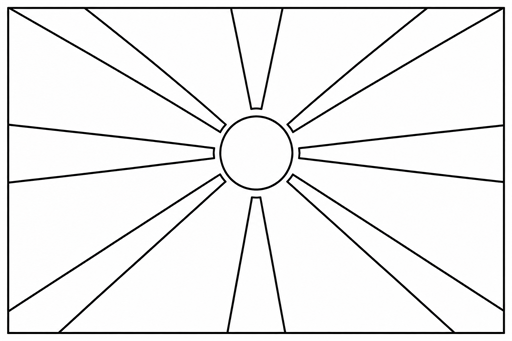 North Macedonia flag coloring page outline