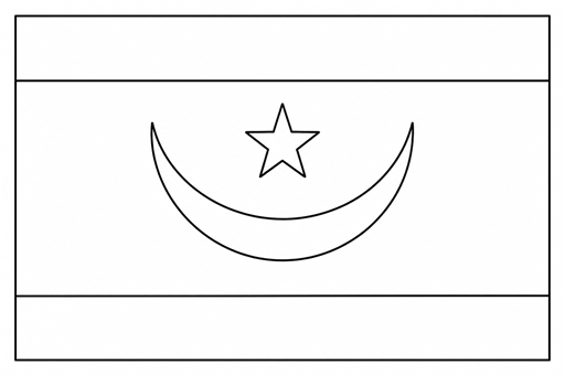 Mauritania flag coloring page outline
