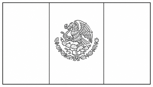 Mexico flag coloring page outline