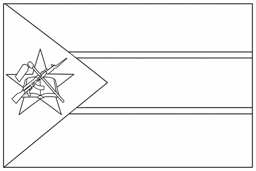 Mozambique flag coloring page outline
