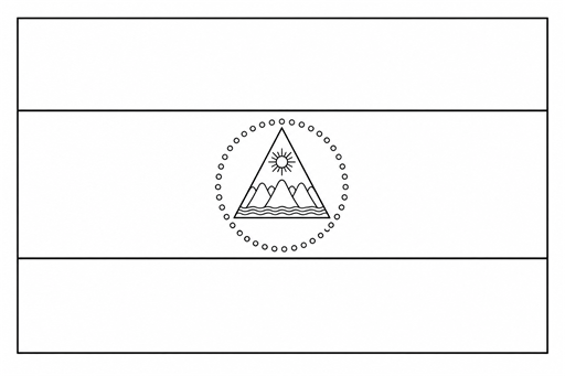 Nicaragua flag coloring page outline