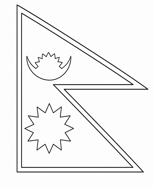 Nepal flag coloring page outline