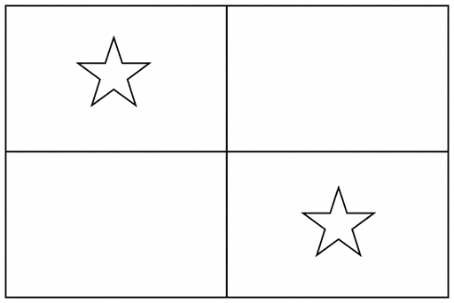 Panama flag coloring page outline