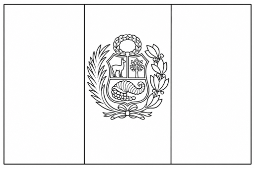 Peru flag coloring page outline