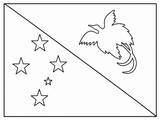 Papua New Guinea flag coloring page outline