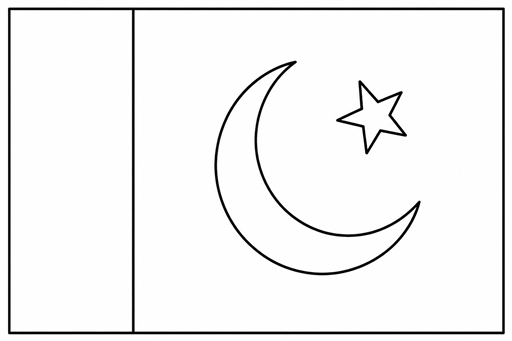 Pakistan flag coloring page outline