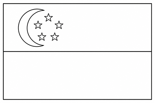 Singapore flag coloring page outline
