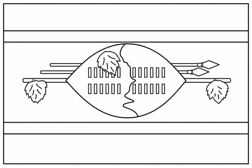 Eswatini flag coloring page outline