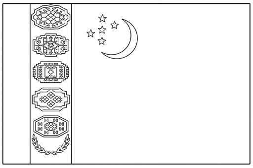 Turkmenistan flag coloring page outline