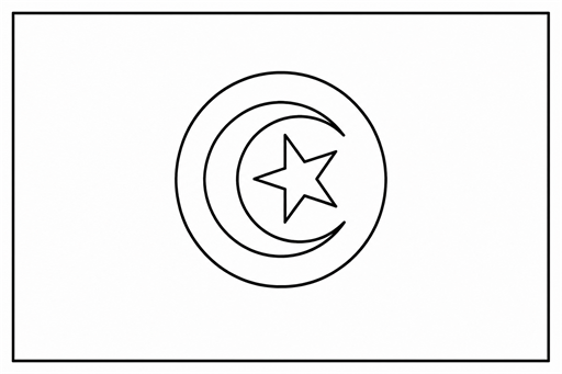 Tunisia flag coloring page outline