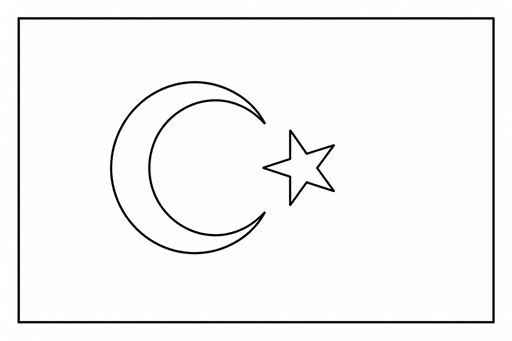 Turkey flag coloring page outline
