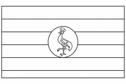 Uganda flag coloring page outline