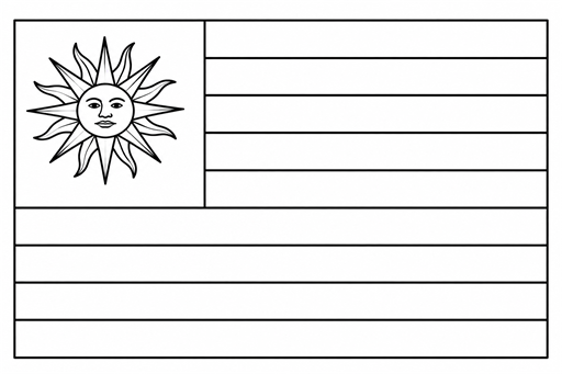 Uruguay flag coloring page outline