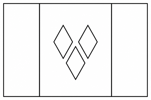 Saint Vincent And The Grenadines flag coloring page outline