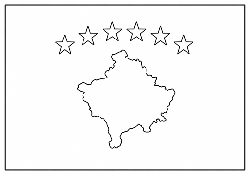 Kosovo flag coloring page outline