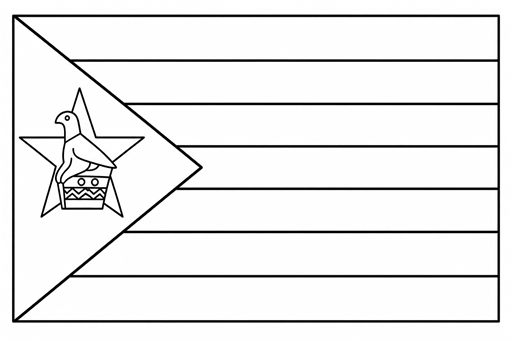 Zimbabwe flag coloring page outline